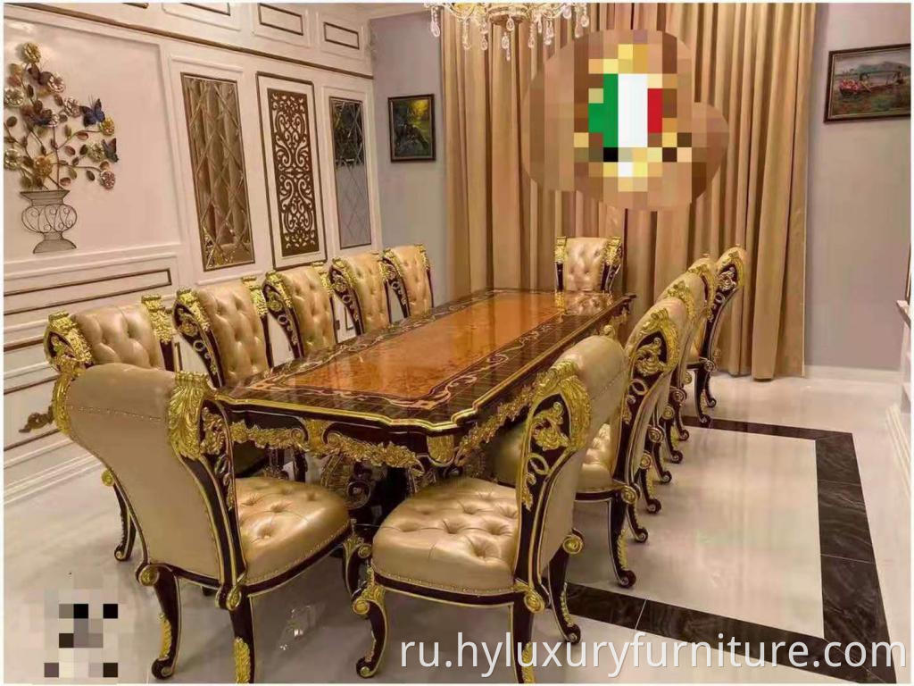 Классическая роскошная деревянная мебель из дерева, обеденный стол в обеденных столах, установленная в 8-местной мебели для столовой